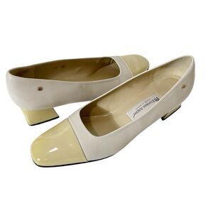 Etienne Aigner Womens Strada Vintage Cream Yellow Old Money Leather Pump Size 10